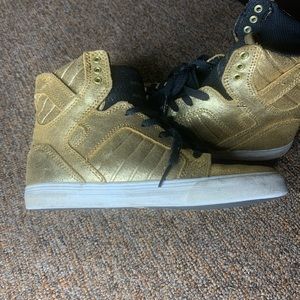 Gold and white boys sneakers